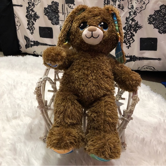 Bunny Build A Bear Workshop Easter Blue Eye Bunny Striped Ears - Picture 1 of 9